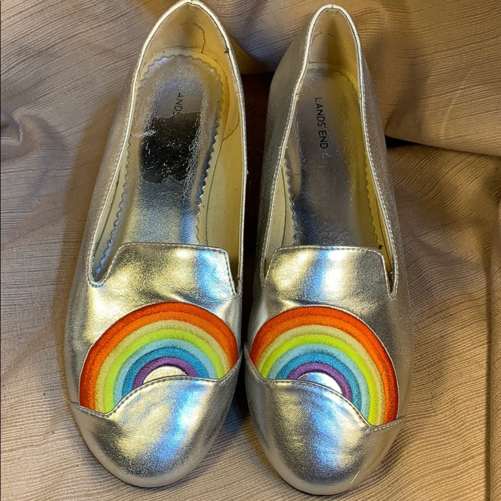 Lands’ End embroidered rainbow ballet flats